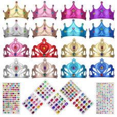 Ahier 23 Pieces Foam Crowns Set Princess Tiaras Crowns Diy Party Crowns Make Your Crowns With Diamond Sticker