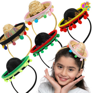 Joyin Cinco De Mayo Sombrero Headband 6Pack For Festivals And Carnivals Like Dia De Muertos