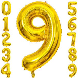 40 Inch Large Gold Number 9 Letter Balloon Alphabet Letter Mylar Foil Helium Big Number Balloons For Birthday Anniversary Party