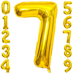 40 Inch Large Gold Number 7 Letter Balloon Alphabet Letter Mylar Foil Helium Big Number Balloons For Birthday Anniversary Party