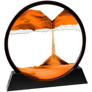 3D Dynamic Moving Sand Art Picture Sandscapes In Motion Round Glass 3D Deep Sea Art Display Flowing Sand Frame Relaxing Desktop