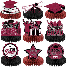 Yisong 9 Pieces 2024 Graduation Party Table Decorations Class Of 2024 Congrats Graduation Centerpieces For Tables Congratulate H