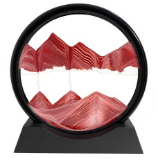 Sandcle Moving Sand Art Liquid Motion Moving Sand Art Picture Decor 3D Deep Sea Sandscape Round Glass Frame Display Flowing S