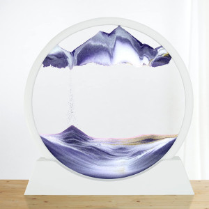 Winthfure Moving Sand Art Picture 3D Deep Sea Sandscape In Round Glass Flowing Sand Frame Childrens Large Desktop Art Toys Ho