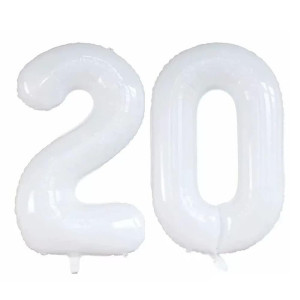 Goer Number 20 Balloons For 20Th Birthday Party Decorations 42 Inch Jumbo Foil Helium Balloons For 20Th Anniversary White