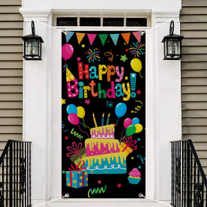 Gya Colorful Kids Birthday Party Door Banner Children Newborn Baby Shower Happy Birthday Background Balloons Candy Bar Gifts Bac