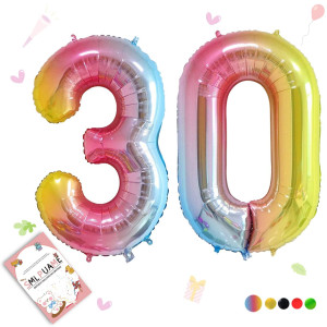 Smlpuame 40 Inch Number Balloons 09 Rainbow Gradient Large Number 30 Balloons Digital Balloons For Birthday Party Celebration