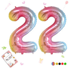 Smlpuame 40 Inch Number Balloons 09 Rainbow Gradient Large Number 22 Balloons Digital Balloons For Birthday Party Celebration