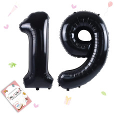 Smlpuame 40 Inch Number Balloon 09 Black Large Number 19 Balloons Digital Balloons For Birthday Party Celebration Decorations S