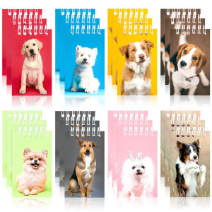 24 Pieces Mini Notebooks Dog Themed Party Favor Puppy Animal Notepads Spiral Pocket Notebooks Birthday Teacher Classroom Rewards