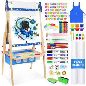 Joyooss Art Easel For Kids Adjustable Standing Kids Easel With Magnetic Whteboard Chalkboard Magnetic Board For Kids Art Eas