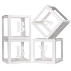 Rubfac Baby Boxes With Letters For Baby Shower White Clear Block Box Transparent Balloon Boxes Birthday Party Decoration Gender