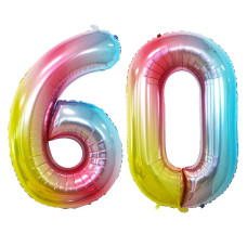 Goer Number 60 Balloons For 60Th Birthday Party Decorations 42 Inch Jumbo Foil Helium Balloons For 60Th Anniversary Rainbow