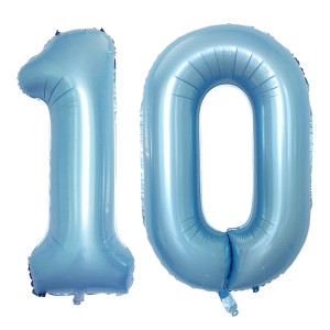 Goer Number 10 Balloons For 10Th Birthday Party Decorations 42 Inch Jumbo Foil Helium Balloons For 10Th Anniversary Light Blue