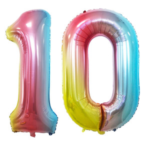 Goer Number 10 Balloons For 10Th Birthday Party Decorations 42 Inch Jumbo Foil Helium Balloons For 10Th Anniversary Rainbow