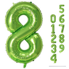 40 Inch Green Foil Balloon Number 8 Giant Self Inflating Number Balloons 09 For Men Women Digital 8 Helium Balloons Set For G