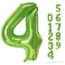 Green 4 Balloons 40 Inch Large Foil Number Balloons Set 09 Self Inflate Digital 4 Helium Balloon For Boys Girls Men Women Jun