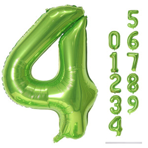 Green 4 Balloons 40 Inch Large Foil Number Balloons Set 09 Self Inflate Digital 4 Helium Balloon For Boys Girls Men Women Jun