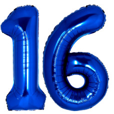 40 Inch 16 Balloon Number Navy Blue 16Th Birthday Anniversary Party Decorations Supplies For Girls Large Foil Mylar Number 61St