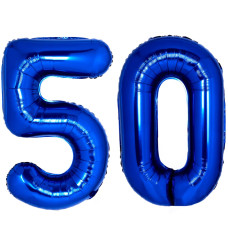 40 Inch Navy Blue 50 Number Balloons Giant Jumbo Huge 50 Foil Mylar Helium Number Digital Balloons Blue 50Th Birthday Balloons F