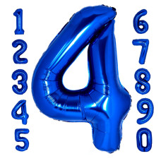 Giant 40 Inch Hot Blue Number 4 Balloon Pink 4Th Birthday Decors Balloons Number 4 Years Old Balloons For Kids Boys Girl Unicorn