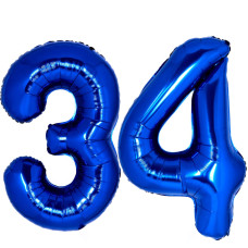 40 Inch Navy Blue 34 Number Balloons Giant Jumbo Huge 43 Foil Mylar Helium Number Digital Balloons Navy Blue 34Th Birthday Ballo