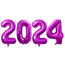 Goer 2024 Foil Number Balloons For 2024 New Year Eve Festival Party Supplies Graduation Decorations Hot Pink 32 Inch