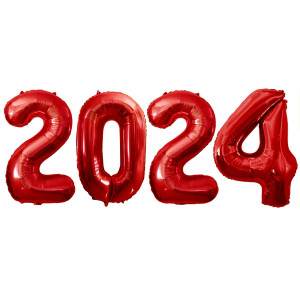 Goer 2024 Foil Number Balloons For 2024 New Year Eve Festival Party Supplies Graduation Decorations Red 32 Inch