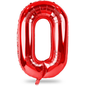 40 Red Number 0 Balloon For Girls Large Self Inflating Helium Foil Number Balloons Set 09 For Women Men Boys Birthday Annive