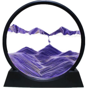 Moving Sand Art Picture Round Glass 3D Deep Sea Sandscape In Motion Display Flowing Sand Frame Sensory Relaxing Desktop Home