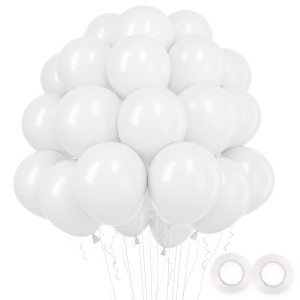 Rubfac White Balloons Latex Party Balloons 100Pcs 12 Inch Helium Balloons For Wedding Bridal Baby Shower Graduation Anniversary