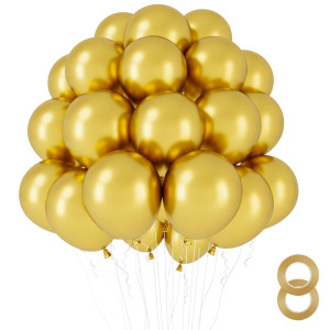 Rubfac Gold Metallic Balloons Latex Balloons 100Pcs 12 Inch Helium Balloons For Birthday Graduation Baby Shower Wedding Annivers