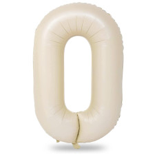 40 In Cream Large Numbers Balloons 09 Self Inflating White Sand Foil Number 0 Helium Balloons For Boys Girls Big Beige Digit