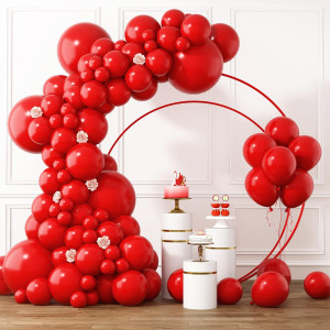 Rubfac Gender Reveal Red Balloons Different Sizes 105Pcs 5101218 Inches For Garland Arch Premium Party Latex Balloons For B