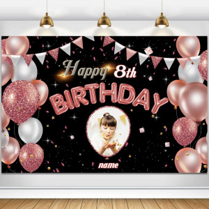 Custom Rose Gold Happy Birthday Banner Backdrop Personalization Large Happy Birthday Yard Sign Backgroud Its My Birthday Backdr