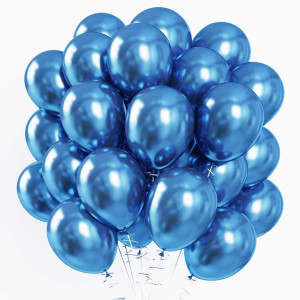 Rubfac Blue Balloons Metallic Blue Balloons 70Pcs 10 Inches Ribbon Royal Blue Balloons Party Balloons Birthday Wedding