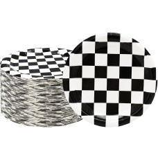 40 Pcs Race Car Birthday Party Supplies Black And White Checkered Party Supplies 7Checkered Paper Plate Black White Plate For