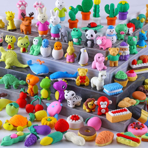 200 Pack Animal Erasers For Kids Desk Pets For Classroom 3D Bulk Mini Puzzle Pencil Eraser Cute Erasers For Classroom Rewards