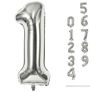 Silver 1 Balloon Number 40 Inch Giant Helium Foil Number 09 For Boys Girls Self Inflating 1St Birthday Balloon For Women Men