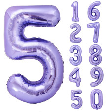 40 Inch Giant Purple Number 5 Balloon Helium Mylar Foil Number Balloons For Birthday Party 5Th Birthday Decorations For Kids