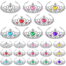 Zhanmai 24 Pcs Tiara Crown Set Princess Crown For Girls Plastic Tiaras Dress Up Costume Party Favor Accessories Kid Birthday Br