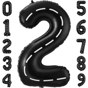 Race Car Number 2 Balloons 40 Inch Racing Car 2 Birthday Balloons Two Fast Balloon Race Track Black 2 Balloon Number For Cars Th