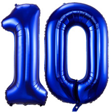 Navy Blue 10 Balloon Numbers 40 Inch Dark Blue 10Th Birthday Balloons Large Foil Mylar Balloons Number 10 For Birthday Party Ann