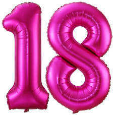 Hot Pink 18 Balloon Numbers 40 Inch 18Th Or 81St Birthday Balloon Foil Mylar Number 18 Balloon Large Dark Pink Number Balloons F