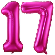 Hot Pink 17 Balloon Numbers 40 Inch 17Th Or 71St Birthday Balloon Foil Mylar Number 17 Balloon Large Dark Pink Number Balloons F