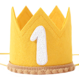 1St Birthday Crown Yellow First Birthday Hat For Baby Girlsboys Party Decorations And Supplies