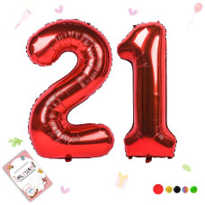 Smlpuame 40 Inch Number Balloon 09 Red Large Number 21 Balloons Digital Balloons For Birthday Party Celebration Decorations Sup