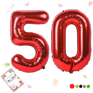 Smlpuame 40 Inch Number Balloon 09 Red Large Number 50 Balloons Digital Balloons For Birthday Party Celebration Decorations Sup