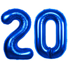 40 Inch Number 20 Balloon Blue Jumbo Giant Big Large Number 20 Foil Mylar Blue Balloons 20Th Birthday Party Anniversary Decorati