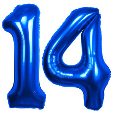 40 Inch Number 14 Balloon Blue Jumbo Giant Big Large Number 14 Foil Mylar Blue Balloons 41Th Birthday Party Anniversary Decorati